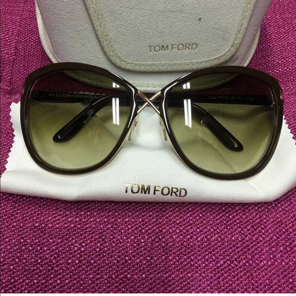 Tom Ford Olive Green Gradient Oversized Butterfly Sunglasses